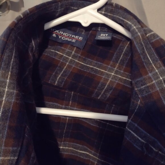 Roundtree and Yorke Mens Portuguese plaid long sleeved 2xt shirt - Picture 2 of 2